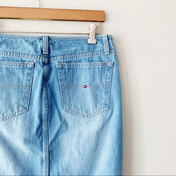 Tommy Hilfiger Dresses & Skirts - Tommy Hilfiger | VTG Flag Logo Denim Mini Skirt 6